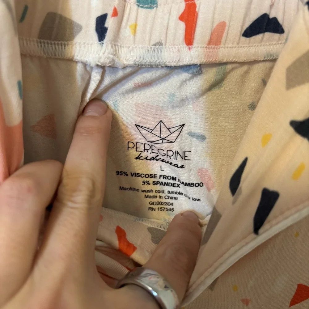 Peregrine Kids Bamboo Girls Pajama‎ Set Pink L Geometric PJs Soft Stretchy Girly